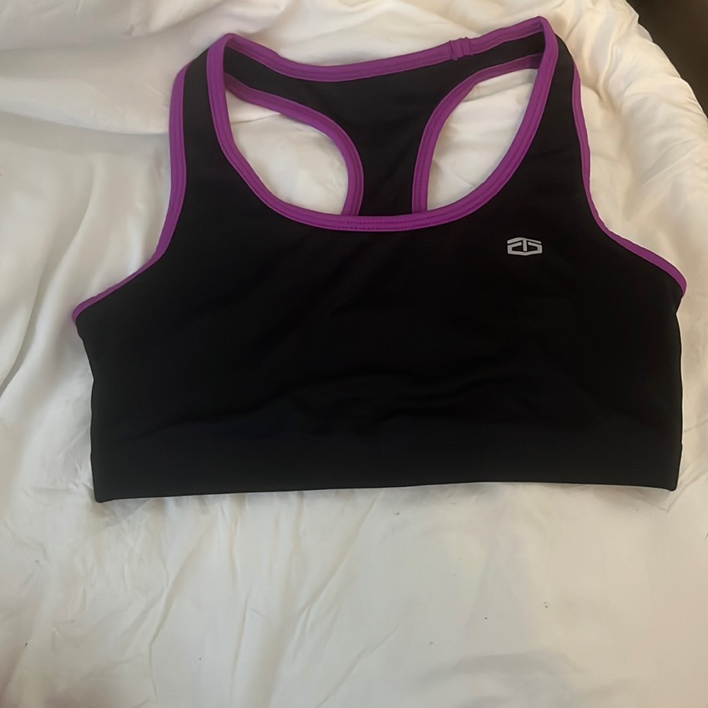 womens black and purple sports bra
